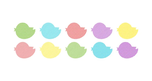 Decorative color birds with pattern isolated on white background. — Stock Vector