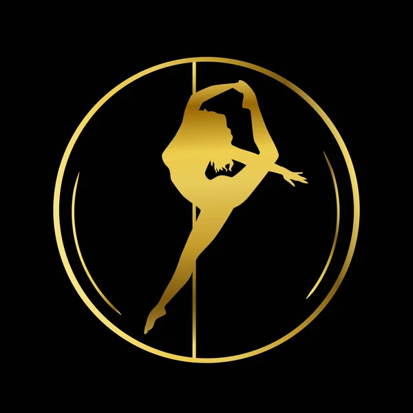 ダンススタジオ、ポールダンス、ストリッパークラブのゴールドロゴ — ストックベクタ