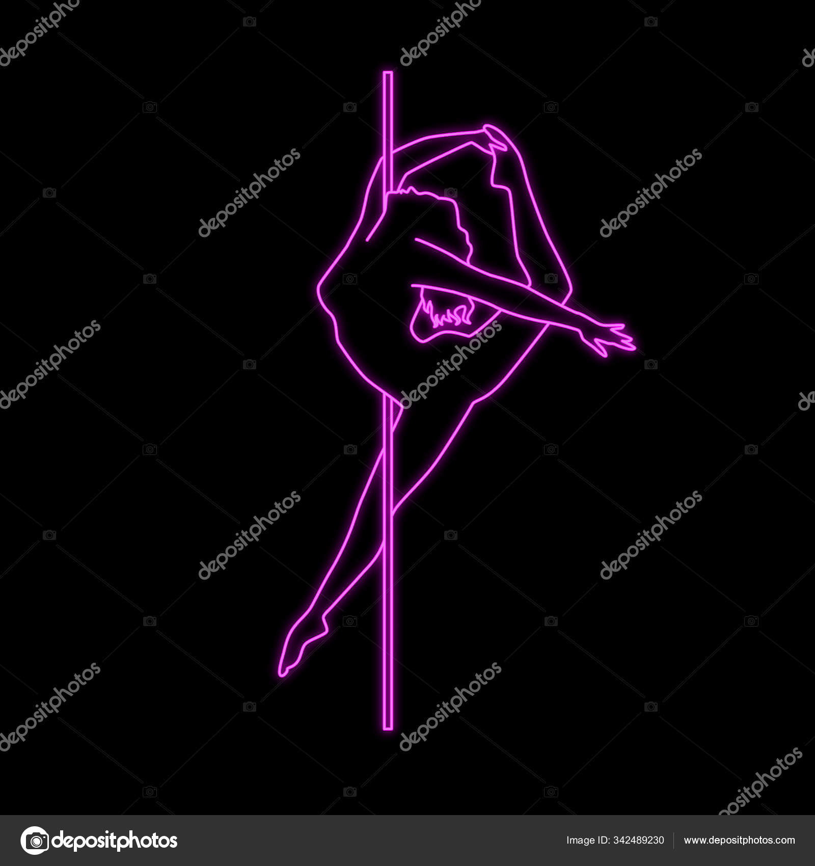 Танец Векторного Силуэта С Неоновым Эффектом Векторное Изображение.