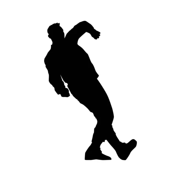 Un ballerino maschile di street dance hip hop in silhouette — Vettoriale Stock