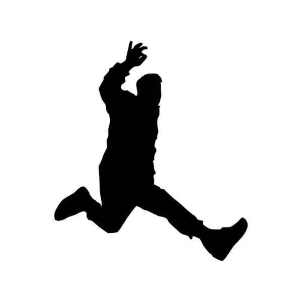 白を基調としたダンスマンの黒いシルエット男性ストリートダンスヒップホップダンサー ステッカー ロゴタイプ アイコン バナー ポスター用ベクトル隔離された男 ダンススタジオのイラスト — ストックベクタ