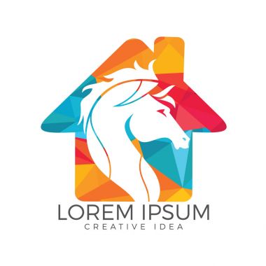 At ve ev logo tasarım şablonu.