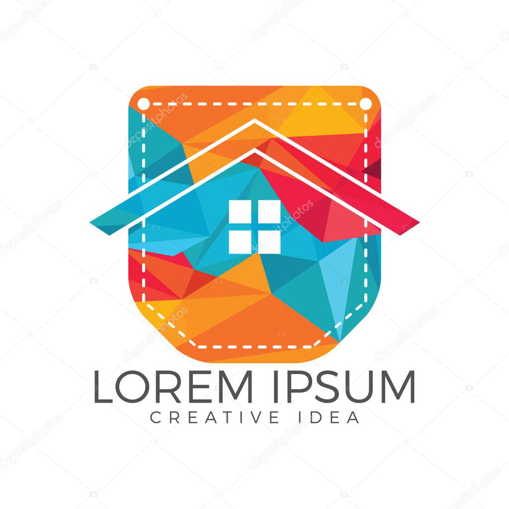 Pocket house logo design. Online real estate agency or app icon template.