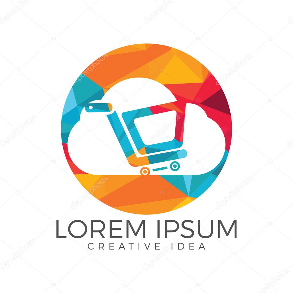 Cloud Shoping Logo Design. Vector Online Shop Logo Template