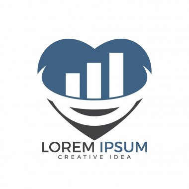Grafik ve kalp iş logo tasarımı. İş analizi grafik sembolü.