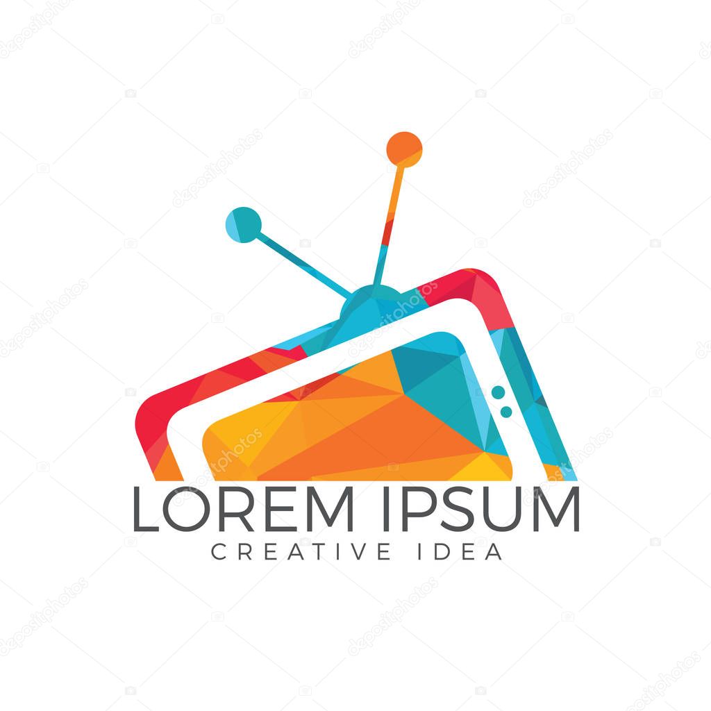 TV media logo design. TV Service Logo Template Design.