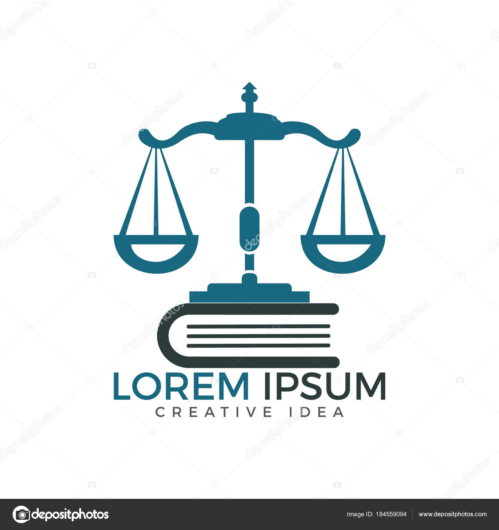 Scales Justice Book Logo Design Symbol Law Justice Stock Vector