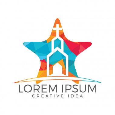Kilise Binası yıldız şekli logo tasarımı. Şablonu logo için kiliseleri ve Hıristiyan örgüt arası.