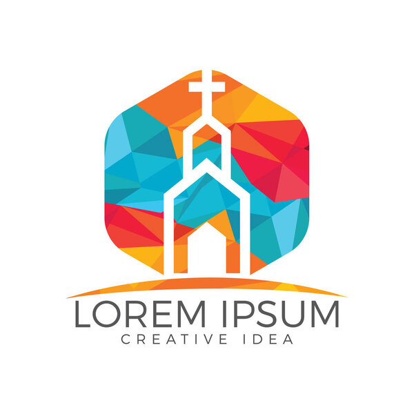 Church building logo design. Template logo for churches and Christian organizations cross.
