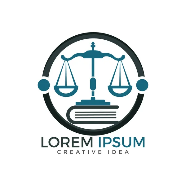 Adalet ve kitap logo tasarımı ölçekler. Hukuk ve adalet sembolü.
