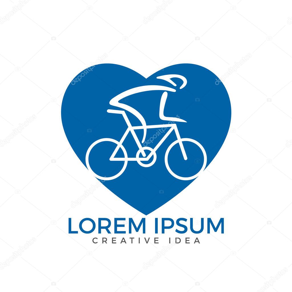Bicycle and heart logo design. Love my bike label template design.