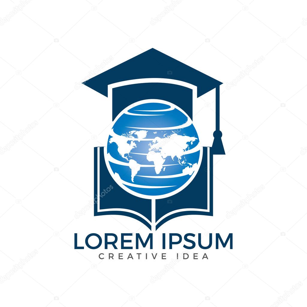 Student book logo design. Globe icon education logo design.
