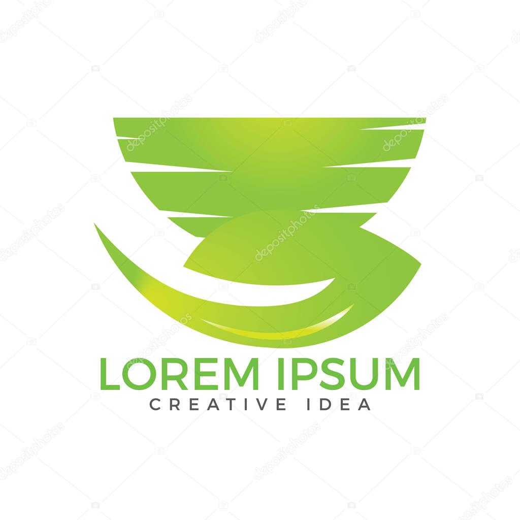 Green leaf and mortar logo design. Alternative medicine, homeopathy sign.