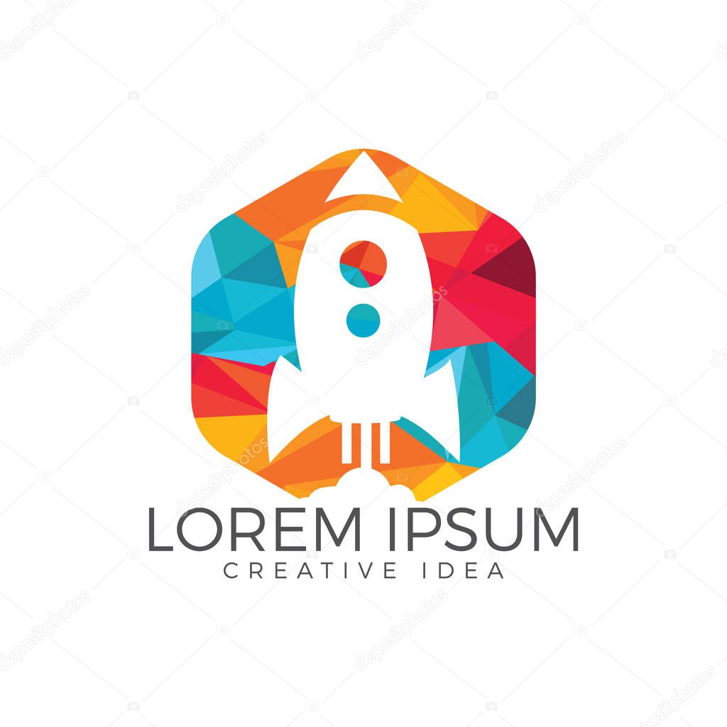 Vector Rocket Design Logo, elements, icons, symbols, abstract, set, shape with Flat Style Design. Vector Illustration