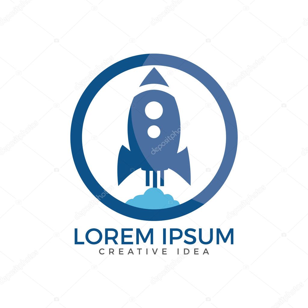 Vector Rocket Design Logo, elements, icons, symbols, abstract, set, shape with Flat Style Design. Vector Illustration