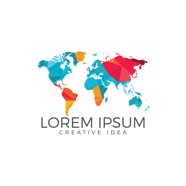 World Map Logo Creative Travel Logo Design — Stock Vector