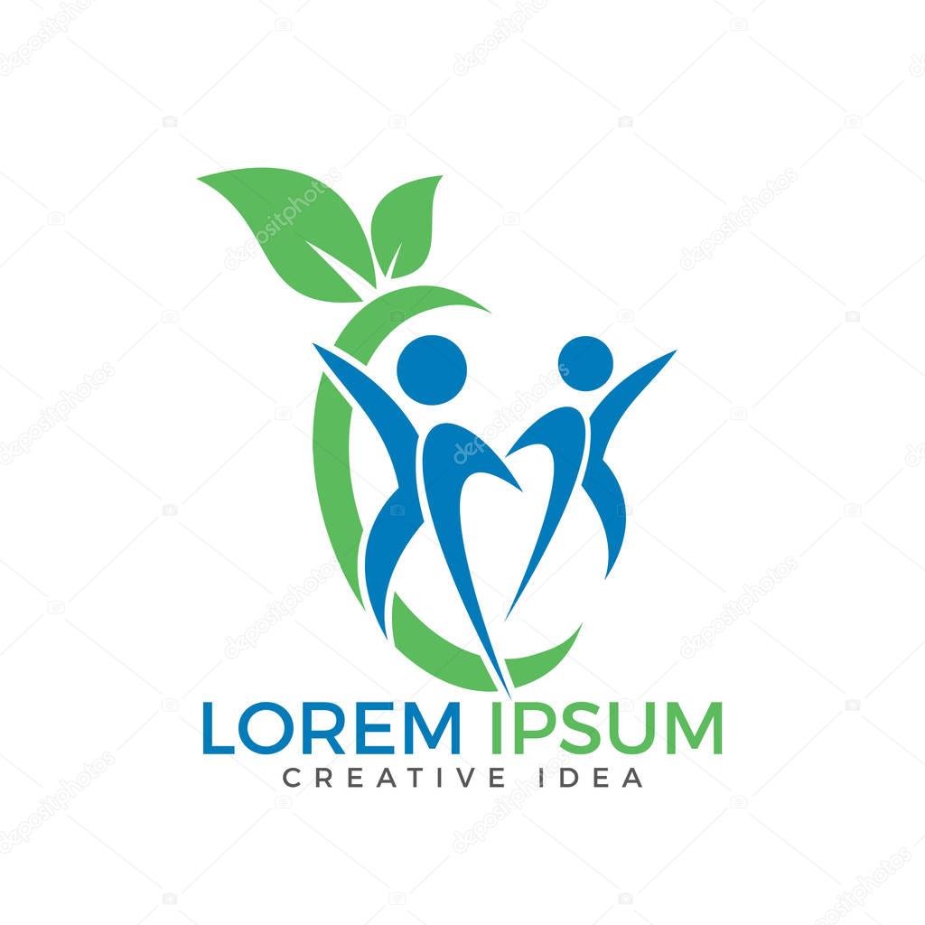 Healthy people vector logo design. People tree eco and bio icon human character icon nature care symbol.