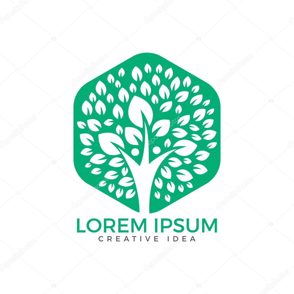 Human Tree logo design. Healthy people tree logo.