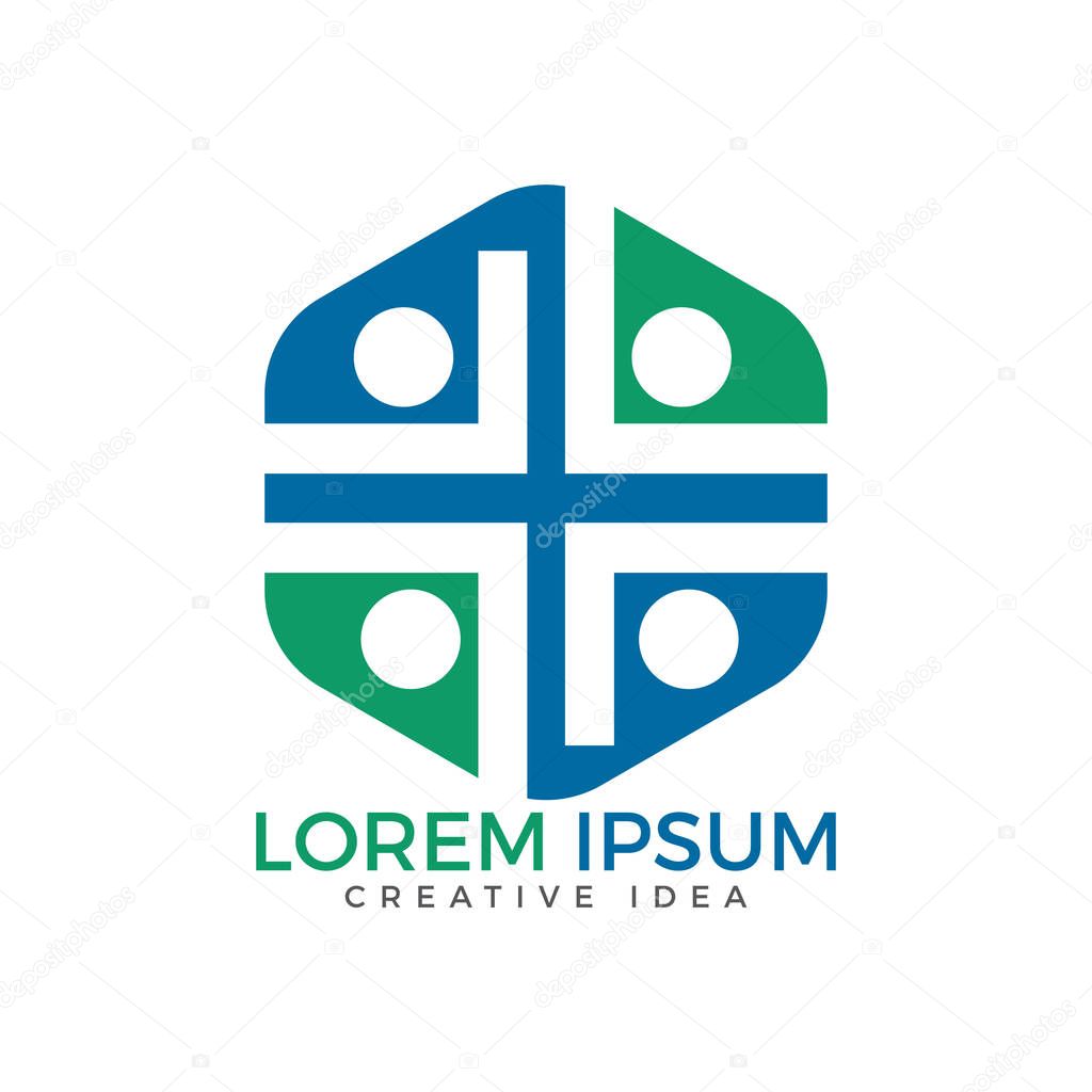 People church vector logo design template . Medical cross logotype design.