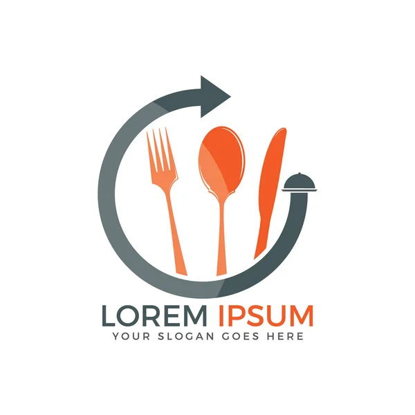 Gıda Logo Tasarımı Bıçak Çatal Kaşık Logosu — Stok Vektör