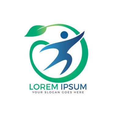 İnsan soyut ve vektör logo tasarımı bırakın. Fitness logo tasarım şablonu.