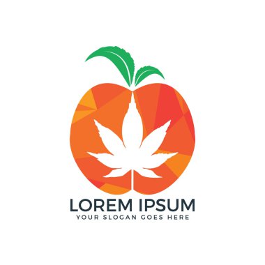 Marihuana yaprağı ve elma logosu. Logo simge tasarım illustraion.