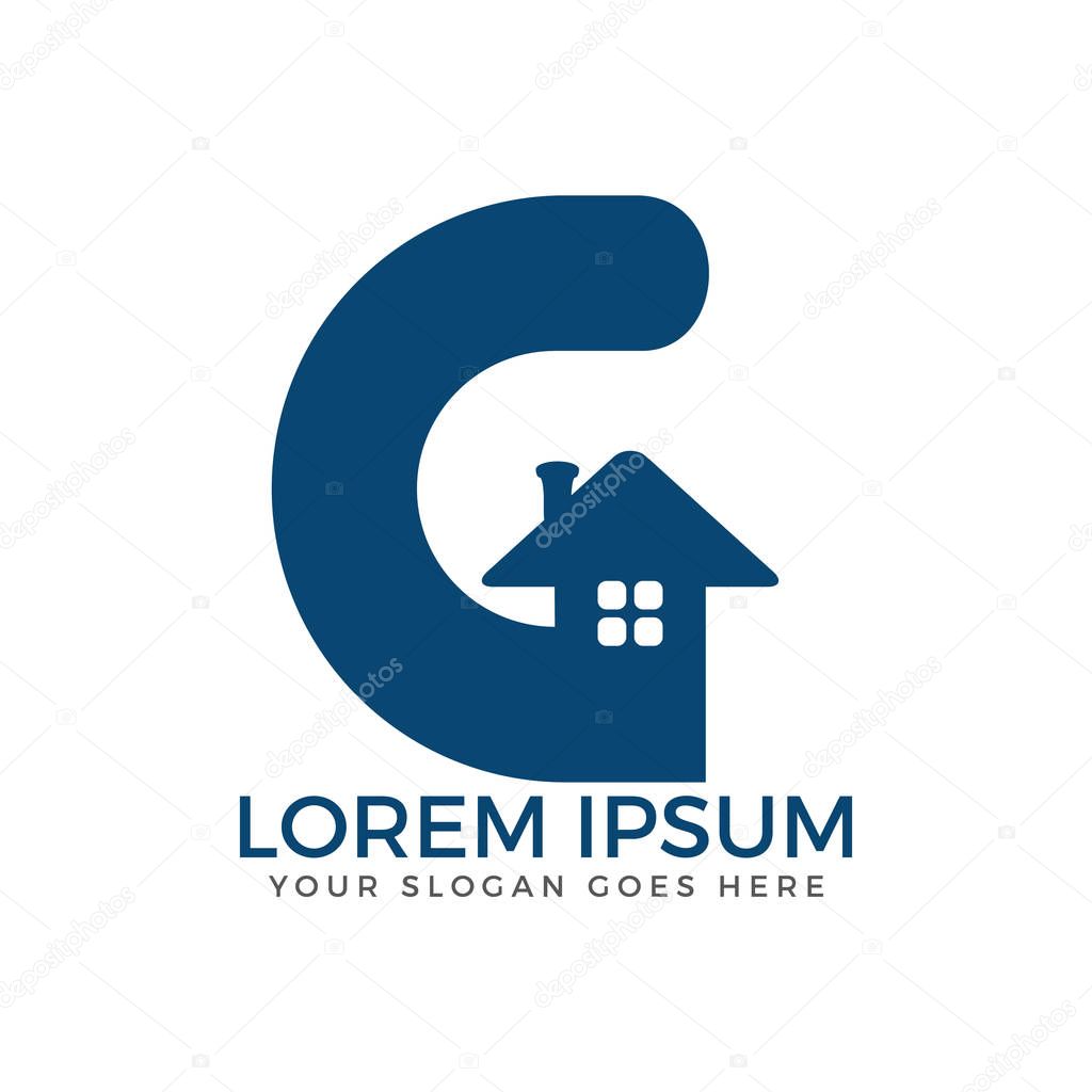 Home letter G logo design. Real estate logo design template.