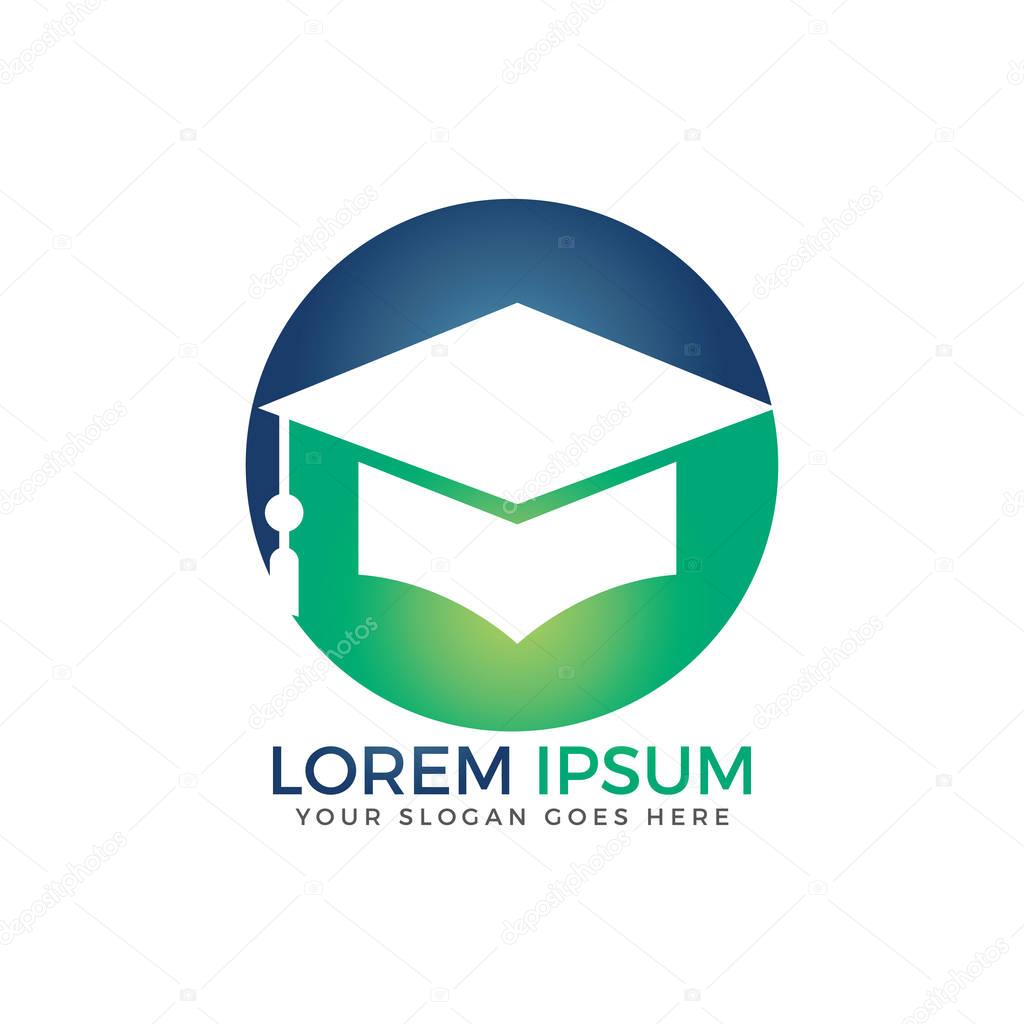 Graduation cap vector sign. Institutional and educational vector logo design.