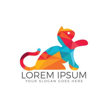 Kedi vektör logo tasarımı. Yaratıcı hayvan vektör logo tasarımı.