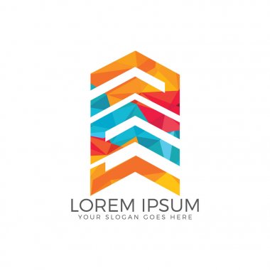 Binaların soyut vektör logosu. Gökdelenler logosunu görmeniz gerekir. Emlak logosu konsept illüstrasyon.