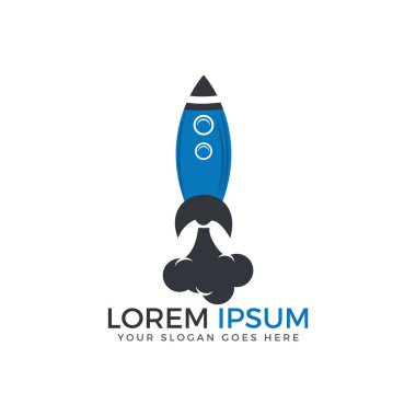 Roket uzay gemisi tasarlamak vektör Logo kadar başlatmak.
