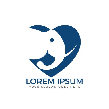 Kalp şekli fil logo tasarımı.