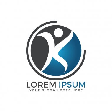 Mektup K insanlar logo vektör tasarımı.