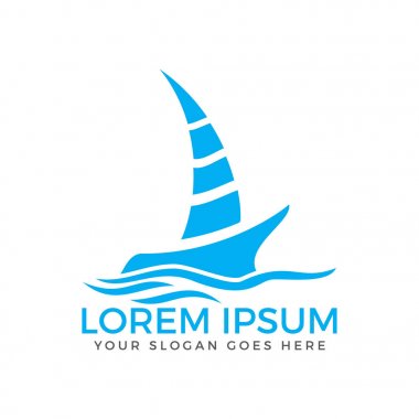 Soyut hız tekne ve deniz dalgaları logo tasarımı.