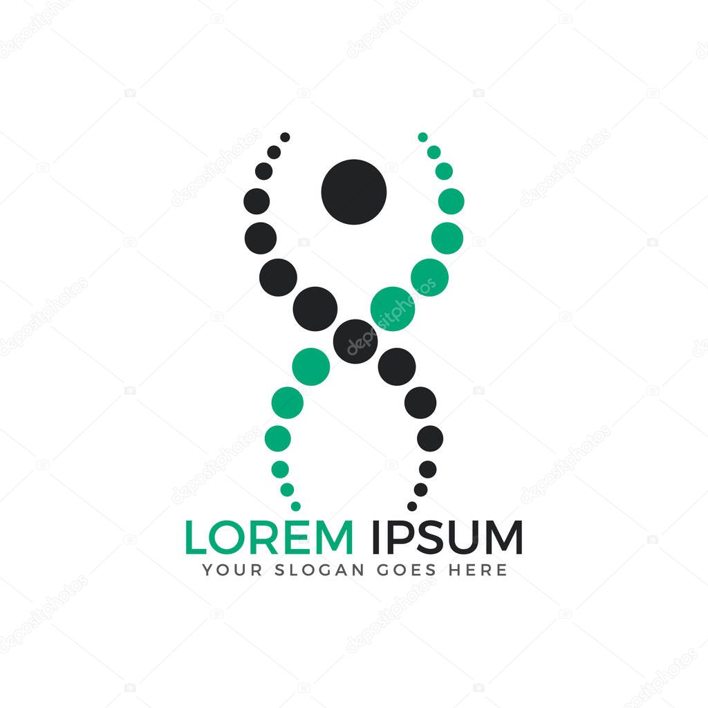 Human DNA and genetic logo design.
