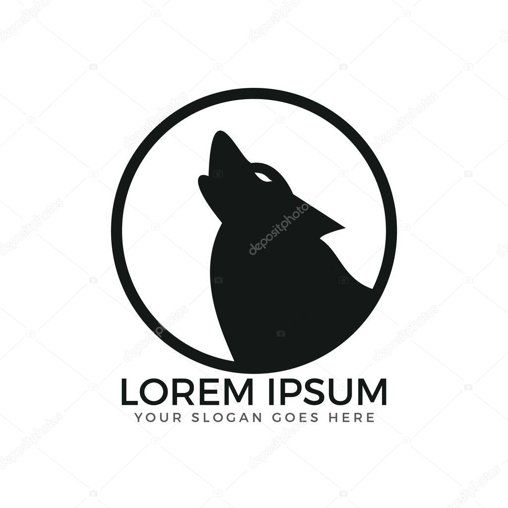 Howling wolf circle shaped logo design.