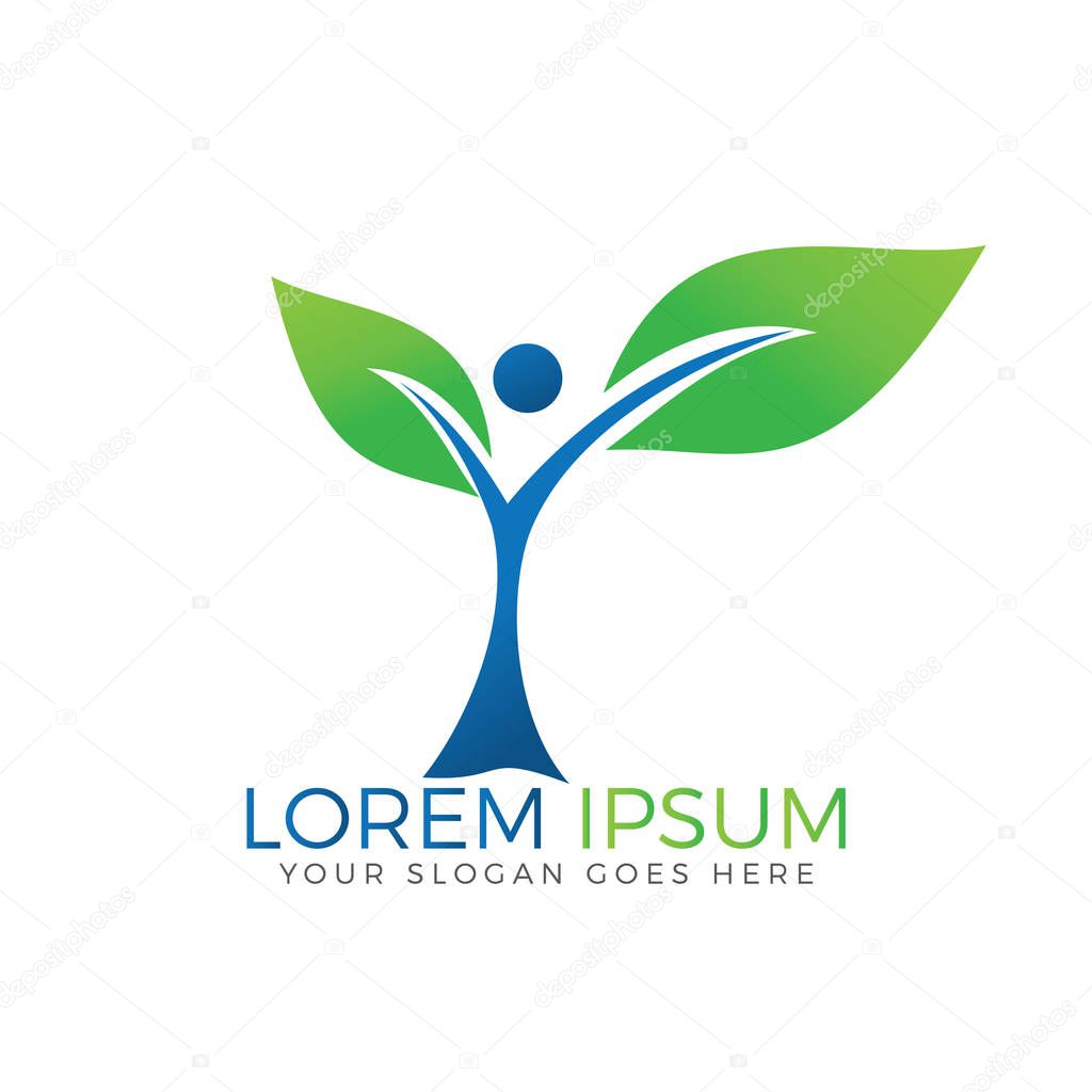 Human nature and ecology logo. Human character logo.