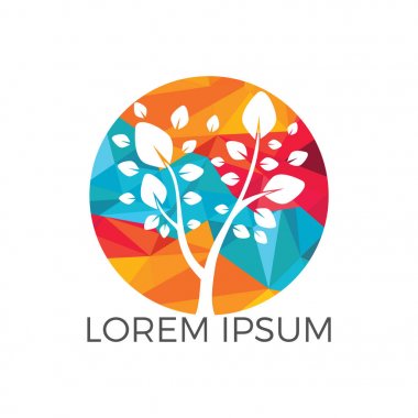 Yuvarlak ağaç logo tasarımı.