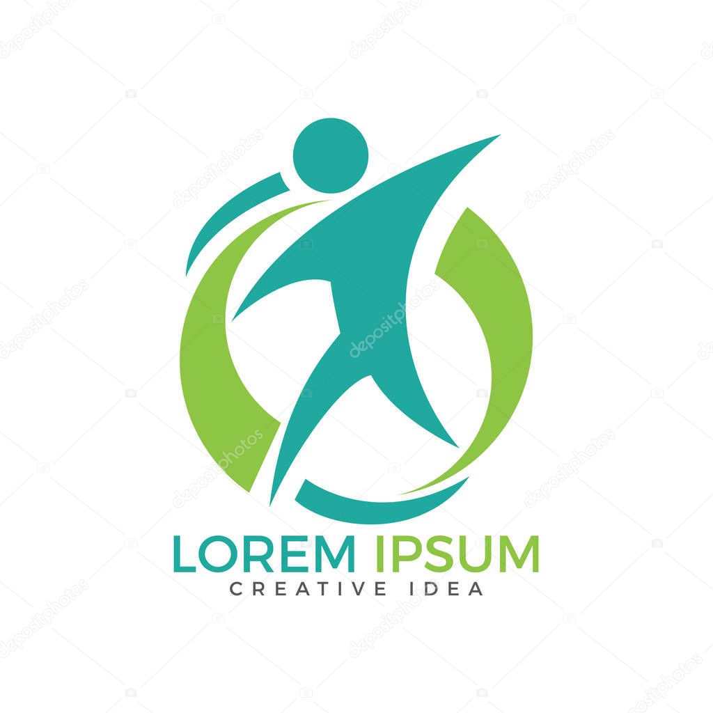 Sport fitness medical or health care center logo design concept.