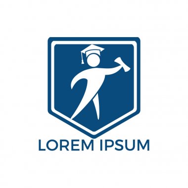 Öğrenci kalkan logo tasarımı. Eğitim vektör logo tasarım şablonu.