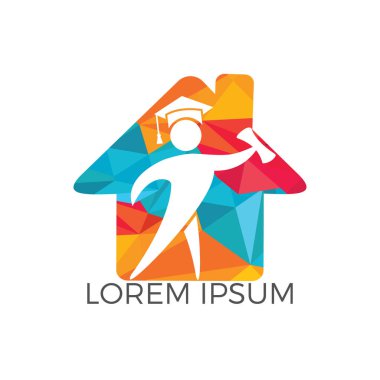 Öğrenci Evi şekil logo tasarımı. Eğitim vektör tasarım şablonu.