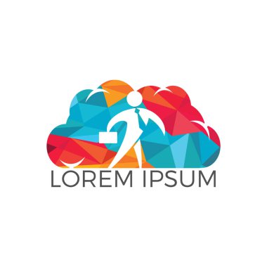 İşadamı ve bulut logo tasarımı.
