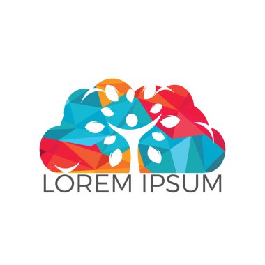 İnsan bulut ağaç Logo tasarımı. Aile ağacı işareti ve sembolü.