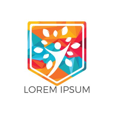 İnsan hayatı logo simge soyut insan vektör ağaç. Aile ağacı işareti ve sembolü.