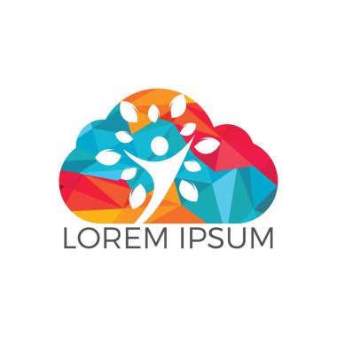 İnsan bulut ağaç Logo tasarımı. Aile ağacı işareti ve sembolü.