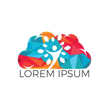 İnsan bulut ağaç Logo tasarımı. Aile ağacı işareti ve sembolü.