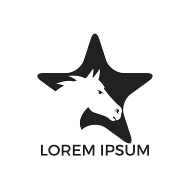 At logo tasarımı yıldız. At yarışı ve spor vektör logo tasarım şablonu.