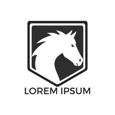 At kalkan logo tasarımı. At yarışı ve spor vektör logo tasarım şablonu.