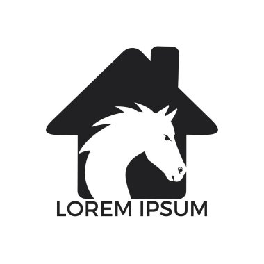 At ev vektör logo tasarımı. At yarışı ve spor vektör logo tasarım şablonu.