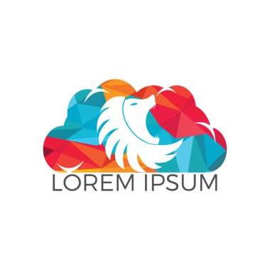 Aslan baş ve bulut logo vektör. Vahşi aslan grafik illüstrasyon baş.